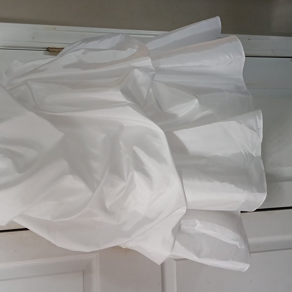 David's Bridal girls White Halter Dress with Turquoise Blue sash bow Sz 7 EUC - Picture 2 of 9